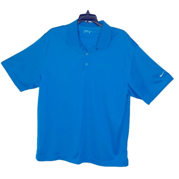 Nike Golf Dri-Fit Bright Blue Short Sleeve Polo Shirt - Size Large - Picture 1 of 7